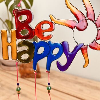 ‘Be Happy’ Positive Mantra Rainbow Sun Catcher, 2 of 5
