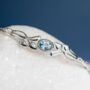 Hinged Sterling Silver Blue Topaz Leaf Bangle, thumbnail 3 of 9