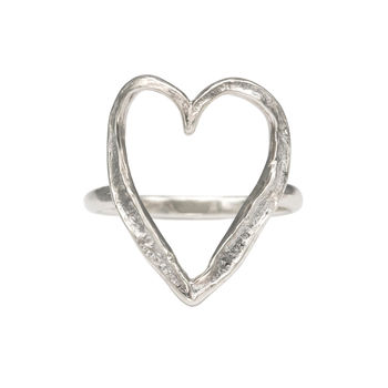 Sterling Silver Large Happily Ever After Heart Ring, 4 of 5