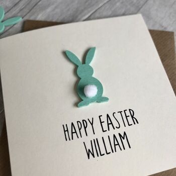 Personalised Happy Easter Painted Rabbit Card, 2 of 4