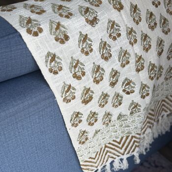 Block Print Indian Cotton Sofa Throw, 4 of 12
