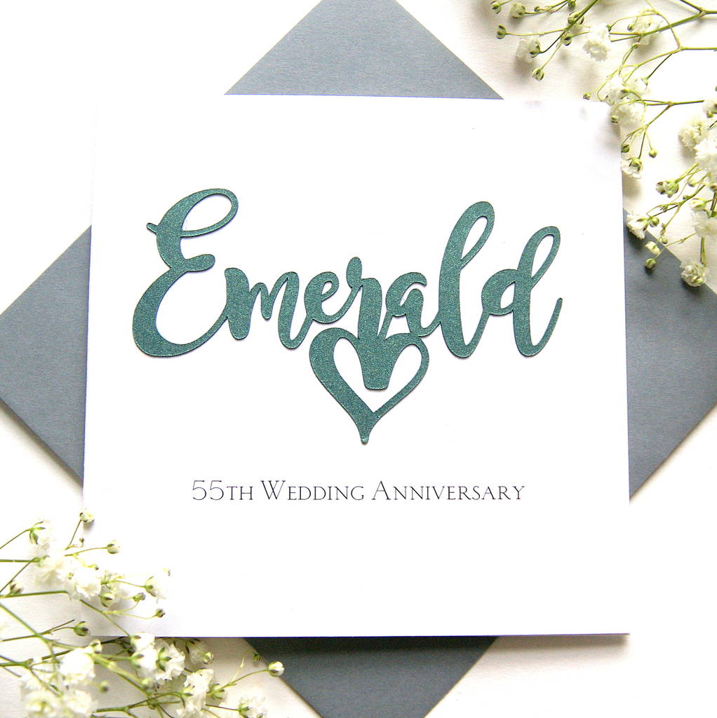 55th Emerald Wedding Anniversary Card By The Hummingbird Card Company