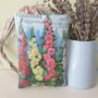 Lavender Sachet With Hollyhock Floral Print, Gift For Flower Friends, thumbnail 1 of 6