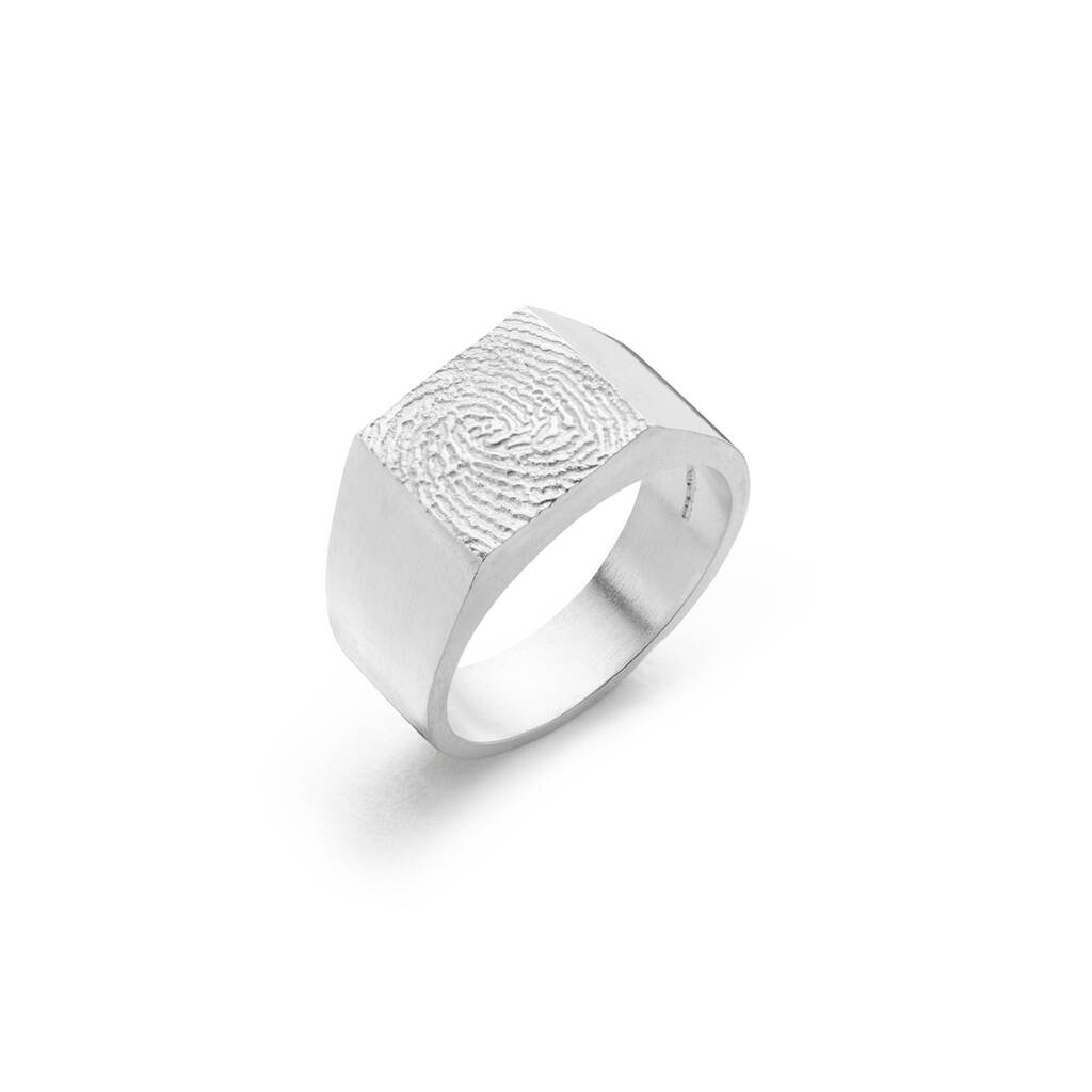 Fingerprint Square Signet Ring By Oliver Twist Designs