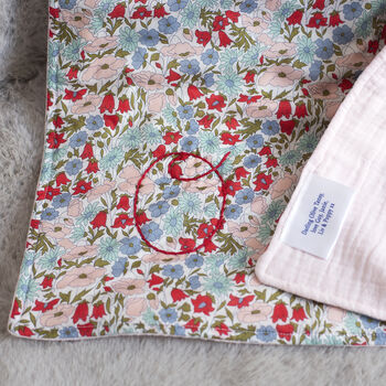 Floral Liberty Fabric Hand Embroidered Baby Blanket, 10 of 11