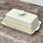 White Butter Dish With Cream Stripe, thumbnail 1 of 3
