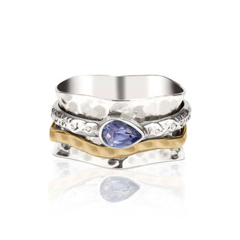 Aura Magic Tanzanite Silver Spinning Ring, 4 of 12