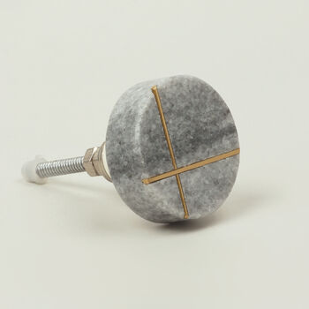 G Decor Estella Marble With Brass Round Pull Knobs, 3 of 7