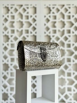 Baku Silver Antique Clutch Bag, 6 of 8