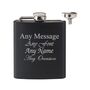 Personalised Engraved Matt Black Hip Flask Set, thumbnail 1 of 4