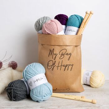 Kids Pom Pom Scarf And Beanie Hat Knitting Kit, 10 of 10