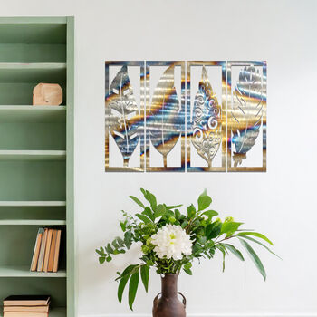 Contemporary Metal Feather Silhouette Wall Sculpture Set For Living Room, 4 of 10