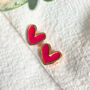 Red Polymer Clay Heart Studs, thumbnail 2 of 5