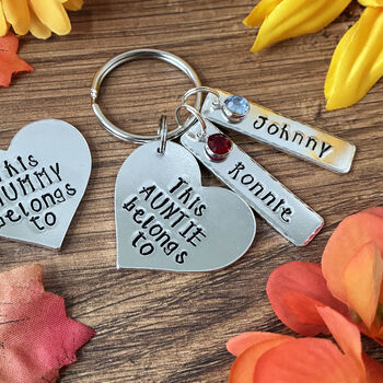 This Auntie Belongs To Heart Shaped Keyring. Swarovski Birthstones, 4 of 8