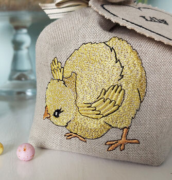 Embroidered Little Chick Fabric Pot/Gift Bag, 4 of 4