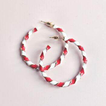 Candy Cane Twist Hoop Christmas Earrings, 3 of 4