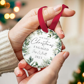 Personalised First Christmas Engaged Ornament 2025, 5 of 7