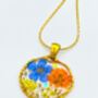 Necklace Handmade With Orange And Blue Flowers, thumbnail 3 of 12