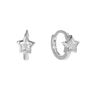 Sterling Silver Cz Star Bezel Huggie Hoop Earrings, thumbnail 5 of 6
