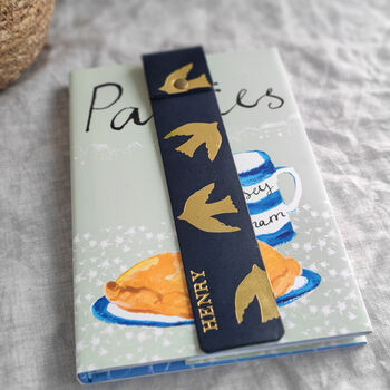 Navy Gold Foil Bird Leather Bookmark, 4 of 5