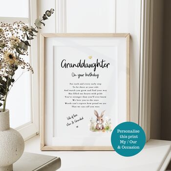 Personalised Granddaughter Poem Print For Any Occasion, 2 of 6