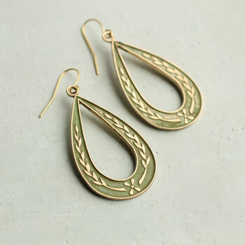 Floral Leaf Teardrop Hoop Earrings, 4 of 7