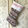 Personalised Pink/Grey Nordic Knitted Christmas Stocking, thumbnail 2 of 8