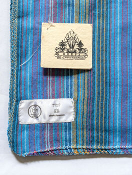 Nepali Cotton Scarf, Blue Stripes, Ethically Handmade, 3 of 10