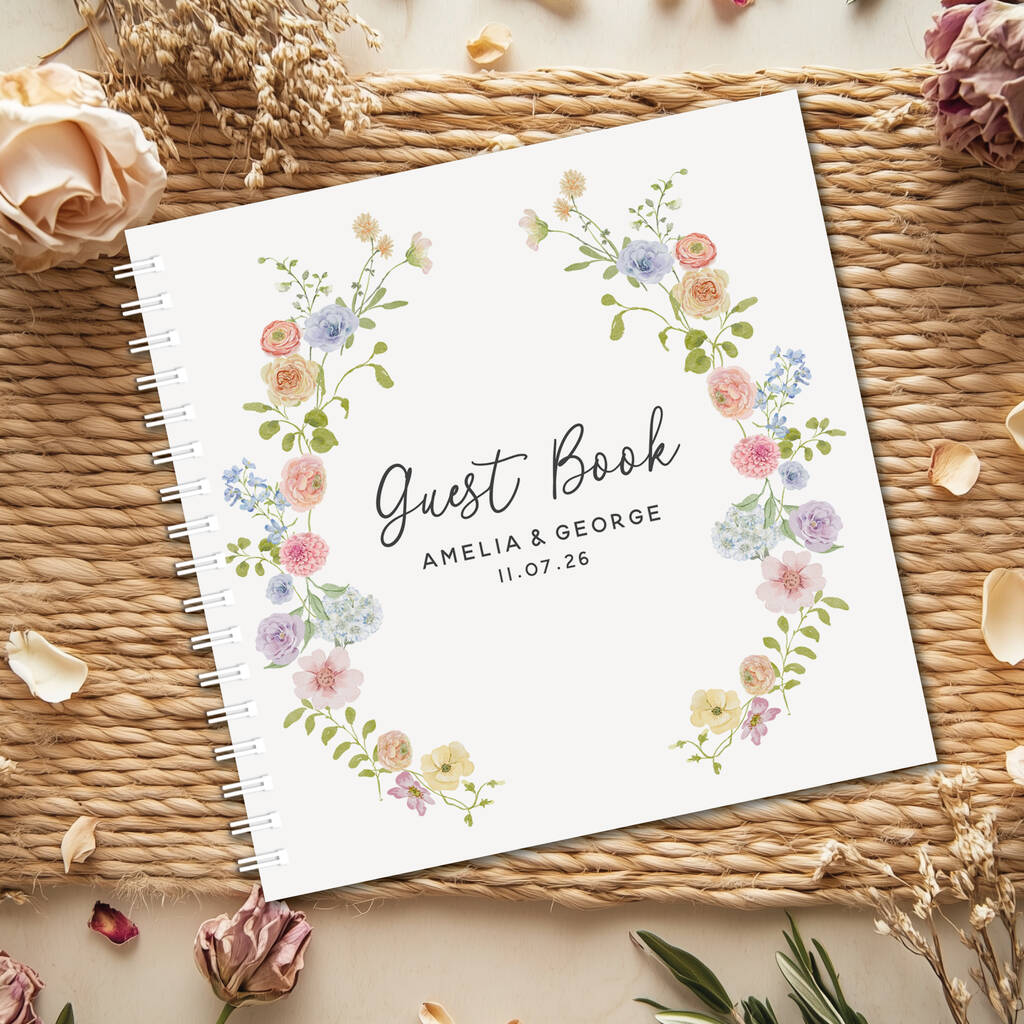 Pastel Wildflower Wedding Guestbook, 1 of 1