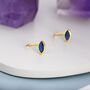 Marquise Sapphire Blue Cz Huggie Hoops, thumbnail 4 of 12
