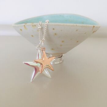 Rose Gold And Silver Plated Star Necklace, 2 of 5