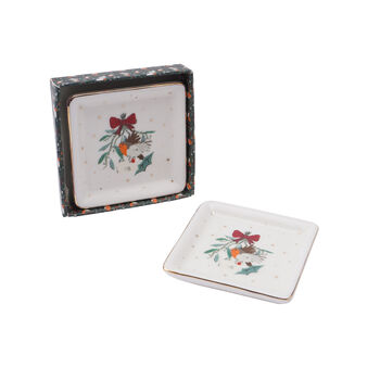 Robin And Gold Star Square Jewellery Dish With Gift Box, 2 of 4