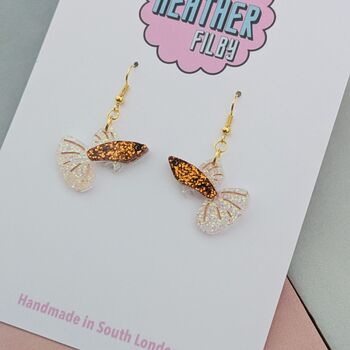 Handmade Sparkly Guppy Fish Earrings – Glitter Resin In Multiple Colours, 6 of 8