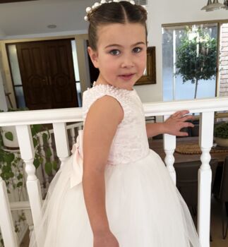 Maryanne Baby Pink + Ivory White Skirt Flower Girl Dress, 2 of 12