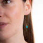 Turquoise Gemstone Leaf Threader Earrings, thumbnail 2 of 6