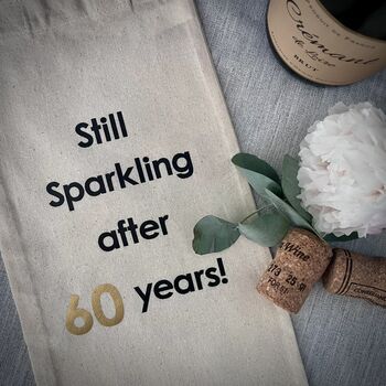 Personalised Still Sparkling Anniversary Bottle Bag, 2 of 3