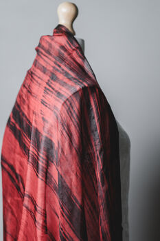 100% Mulberry Silk Scarf, Red And Black, 4 of 6