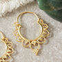 Gold Plated Silver Filigree Sleeper Hoops, thumbnail 3 of 9