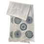 Hand Embroidered 100% Linen Scarf In Light Grey And Blue, thumbnail 2 of 5