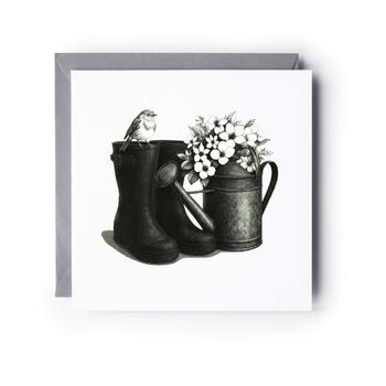 Gardening Wellington Boots And Robin Card, 3 of 6