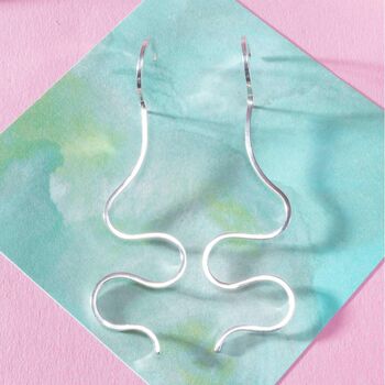 Wavy Abstract Sterling Silver Earrings, 3 of 7