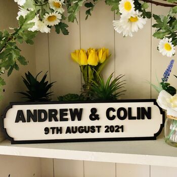 Personalised Civil Ceremony Name Wooden Double Roadsign, 4 of 8