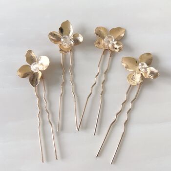 Gold Flower Hair Pins, 5 of 6