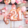 Rose Gold Birthday Surprise Helium Inflated Balloons, thumbnail 3 of 4