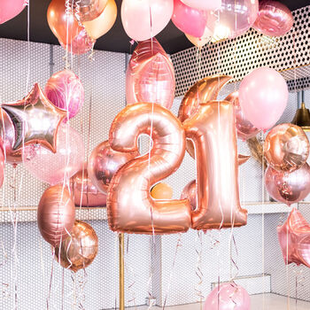 Rose Gold Birthday Surprise Helium Inflated Balloons, 3 of 4