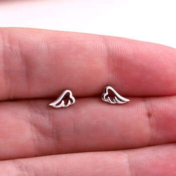Sterling Silver Cutout Angel Wing Earrings, 4 of 7