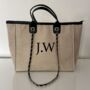 Personalised Beige And Black Large Chain Tote Beach Bag, thumbnail 1 of 7