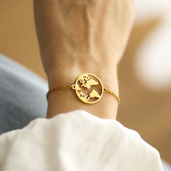 Encouragement Gift For Her, World Map Bracelet, 7 of 8