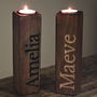 Two Wooden Carved Name Tealight Candle Holders, thumbnail 5 of 7