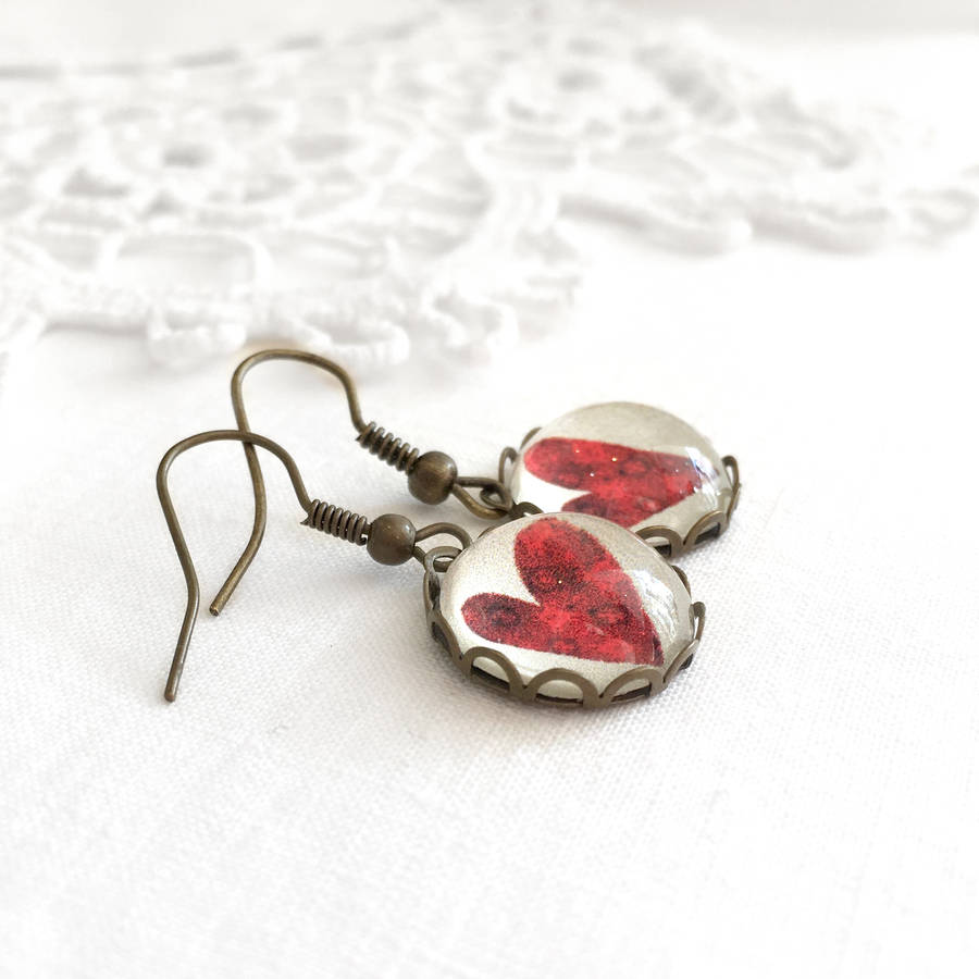 Download Red Love Heart Drop Earrings By Pomegranate Prints ...